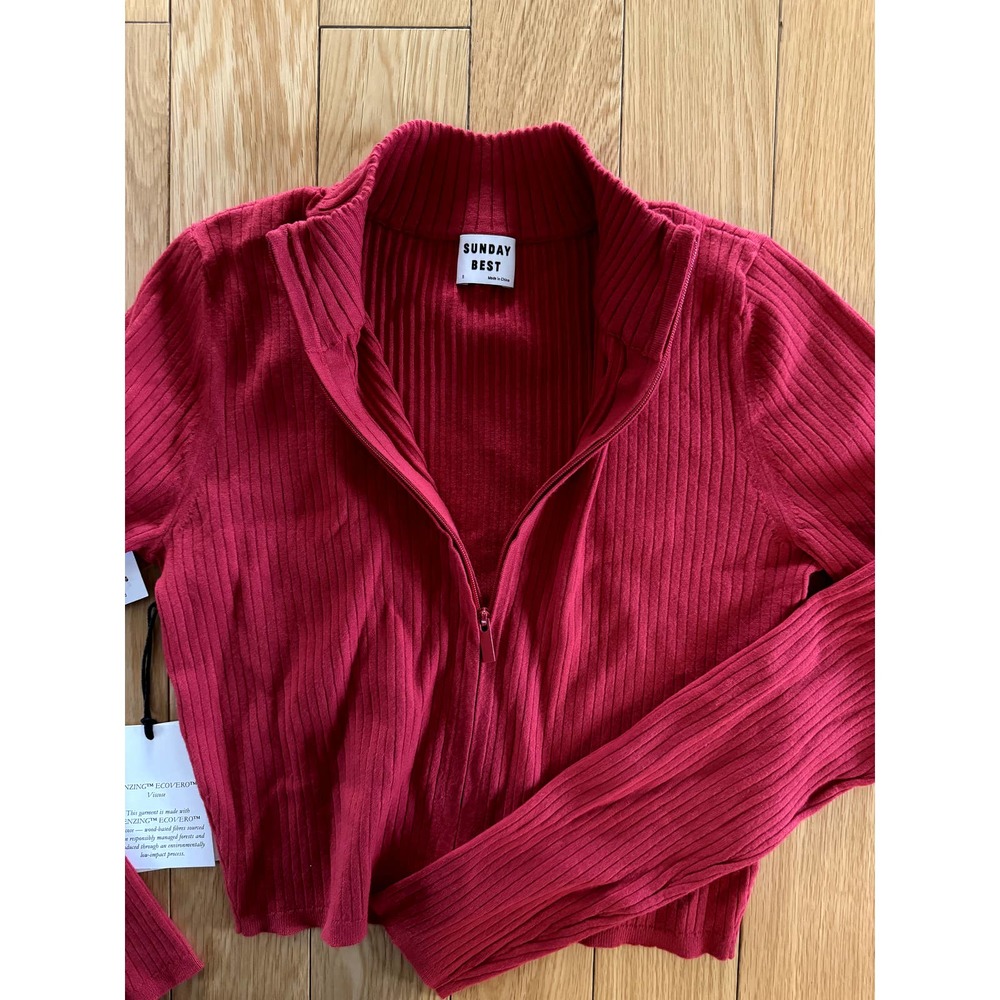 NWT Aritzia Sunday Best Red Alma Zip-Up